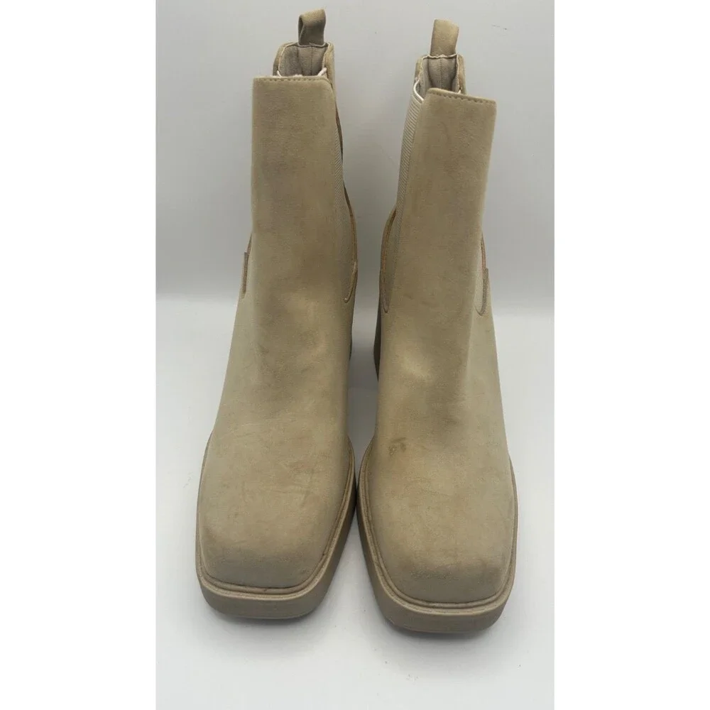 Mia Dru Women's Platform Chelsea Boot Suede Tan Size 10 M New with Defects